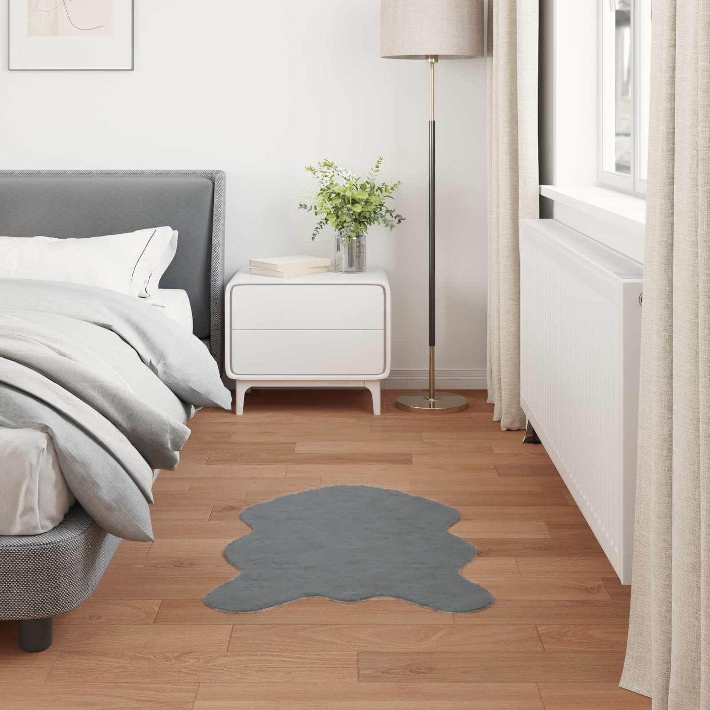 vidaXL Χαλιά Ψεύτικου Κουνελιού Olite Ανθρακί 60 x 90 cm Πολυεστέρας