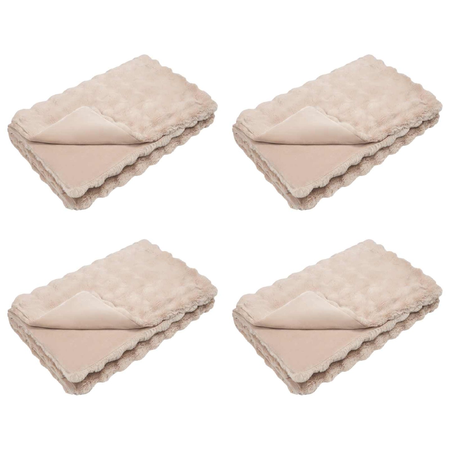 vidaXL Ψεύτικη κουβέρτα από κουνέλι 4 pcs Μπεζ 150 x 220 cm