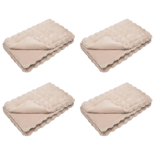 vidaXL Ψεύτικη κουβέρτα από κουνέλι 4 pcs Μπεζ 150 x 220 cm