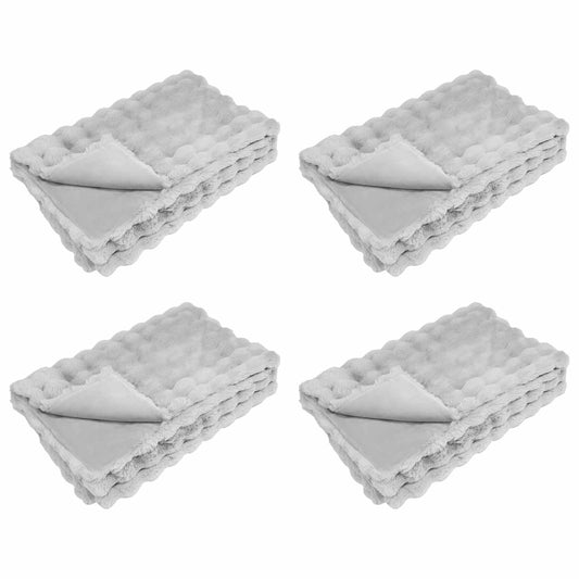 vidaXL Ψεύτικη κουβέρτα από κουνέλι 4 pcs Γκρι 130 x 150 cm