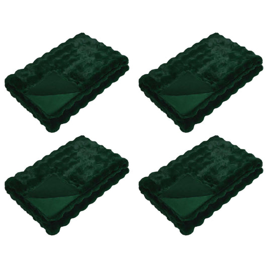 vidaXL Ψεύτικη κουβέρτα από κουνέλι 4 pcs Σκούρο Πράσινο 240 x 270 εκ.