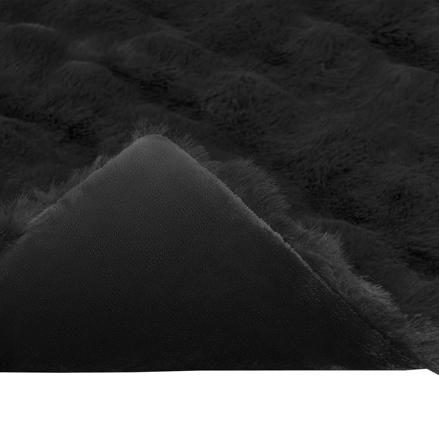 vidaXL Ψεύτικη κουβέρτα από κουνέλι 4 pcs Μαύρο 220 x 240 cm