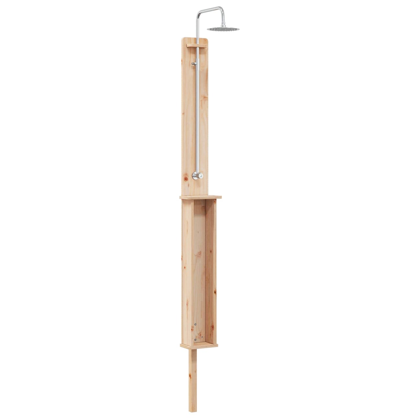 vidaXL Εξωτερικό ντους 246 cm Μασίφ ξύλο πεύκου και ανοξείδωτο ατσάλι