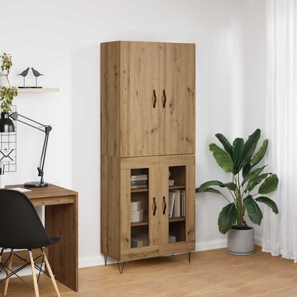 vidaXL Highboard 2 pcs Artisan Oak Μηχανική ξυλεία και γυαλί