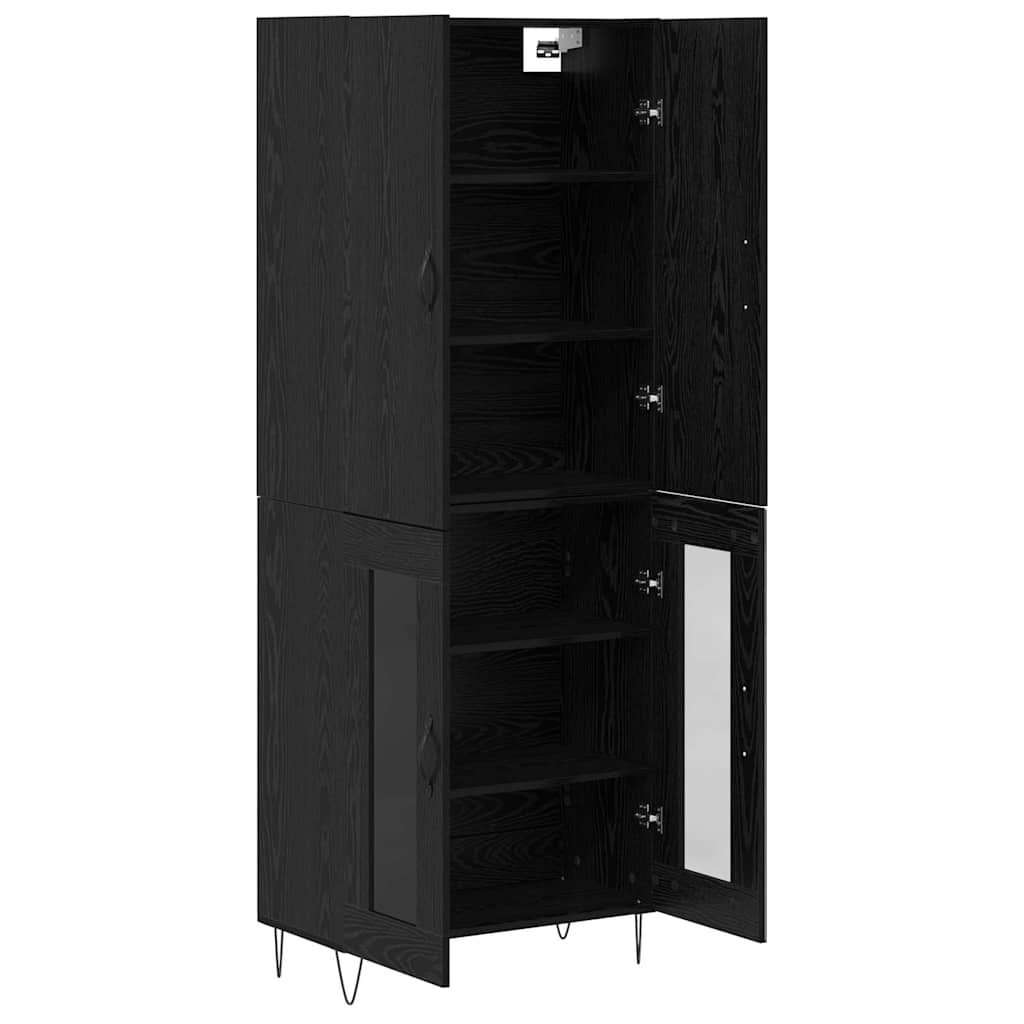 vidaXL Highboard 2 pcs Μαύρη Οξυά Μηχανική ξυλεία και γυαλί