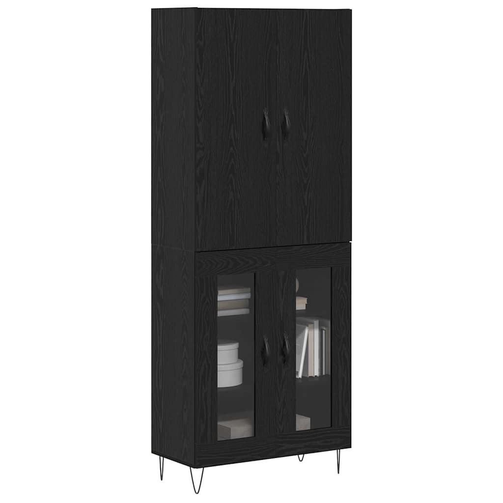 vidaXL Highboard 2 pcs Μαύρη Οξυά Μηχανική ξυλεία και γυαλί