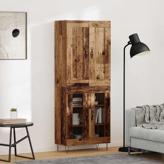 vidaXL Highboard Παλιό Ξύλο 69,5 x 34 x 180 εκ. Επεξεργασμένο Ξύλο