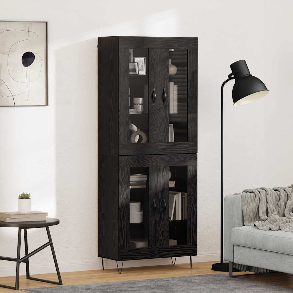 vidaXL Highboard Μαύρη Οξυά 69,5 x 34 x 180 εκ. Επεξεργασμένο ξύλο