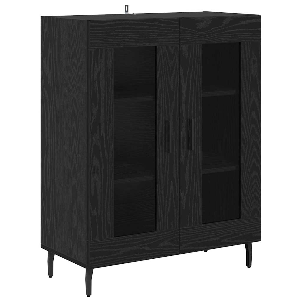vidaXL Highboard Μαύρη Οξυά 69,5 x 34 x 180 εκ. Σύνθετο Ξύλο και Γυαλί