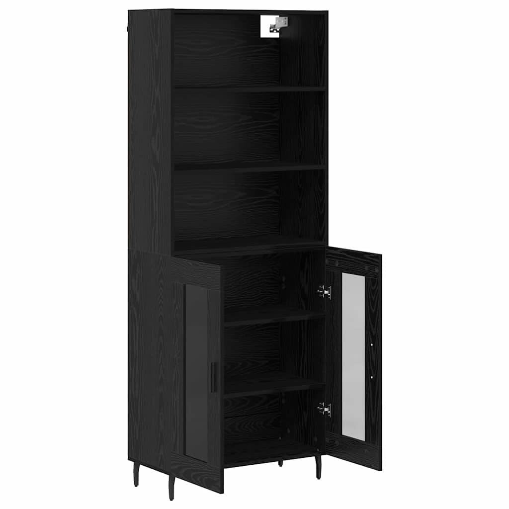 vidaXL Highboard Μαύρη Οξυά 69,5 x 34 x 180 εκ. Σύνθετο Ξύλο και Γυαλί