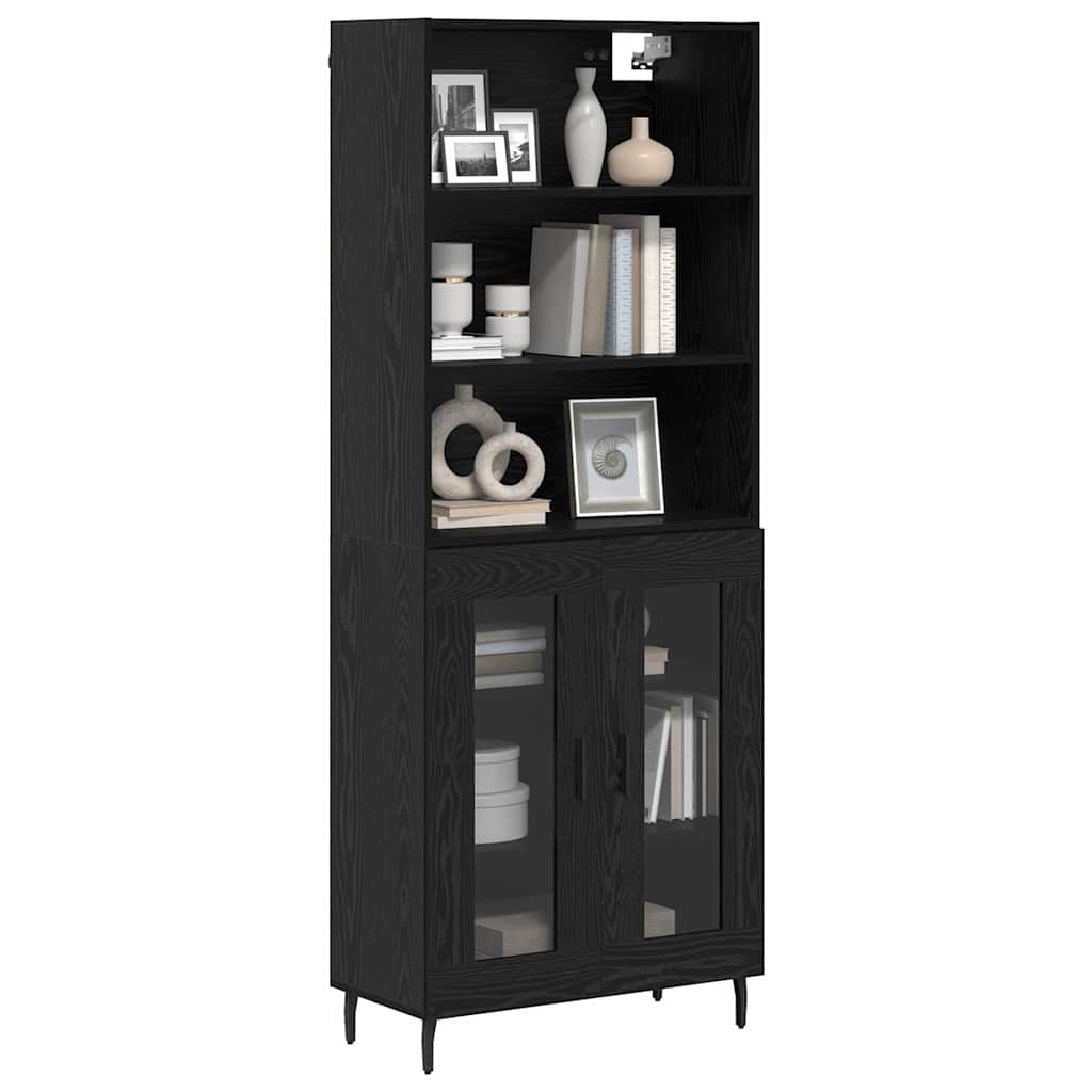 vidaXL Highboard Μαύρη Οξυά 69,5 x 34 x 180 εκ. Σύνθετο Ξύλο και Γυαλί