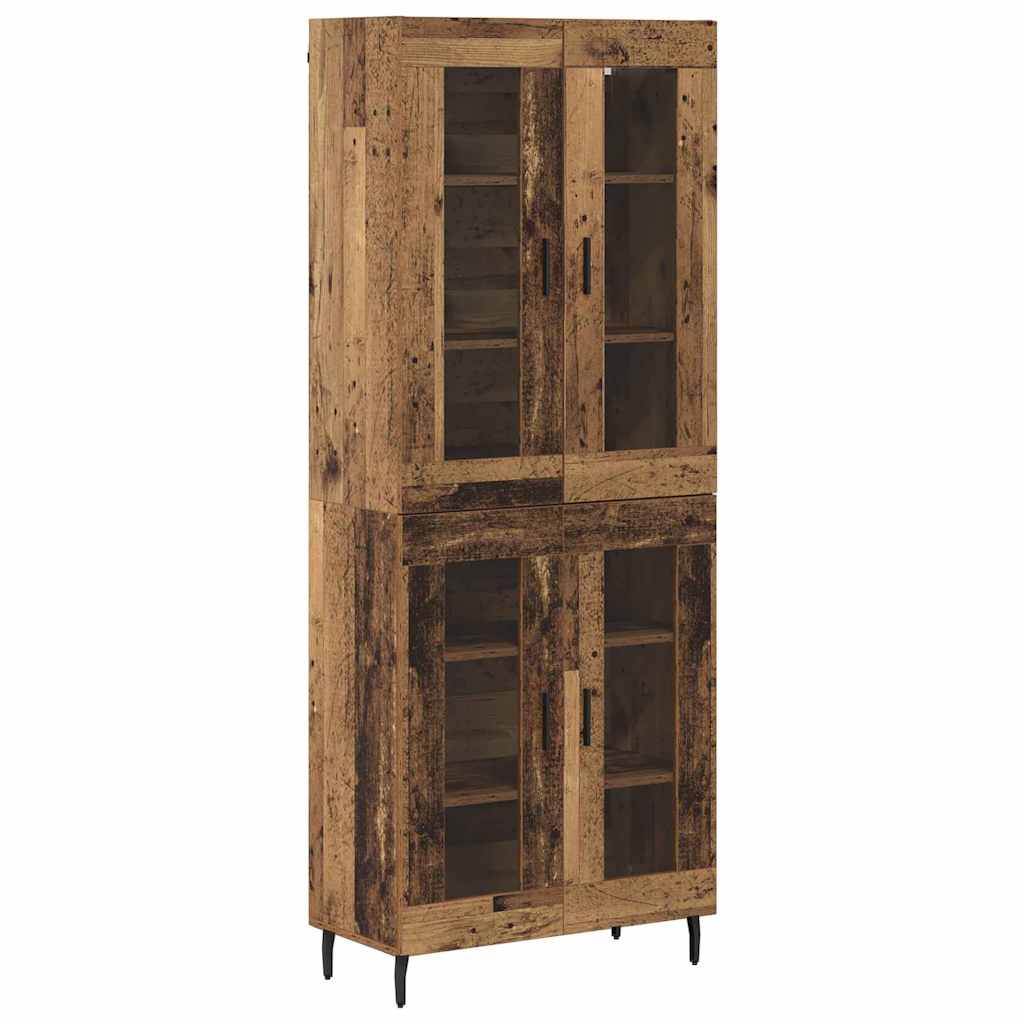 vidaXL Highboard 2 pcs Παλιό ξύλο Σύνθετο Ξύλο και Γυαλί