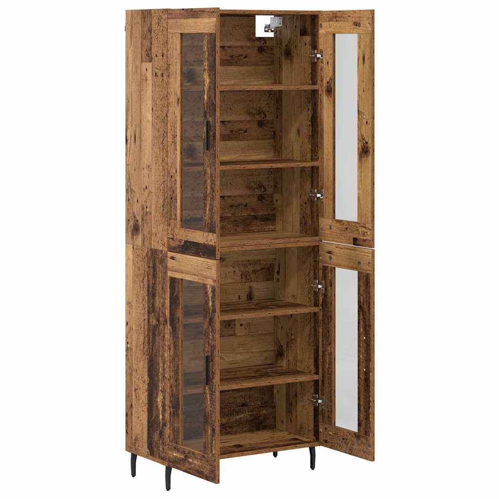 vidaXL Highboard 2 pcs Παλιό ξύλο Σύνθετο Ξύλο και Γυαλί