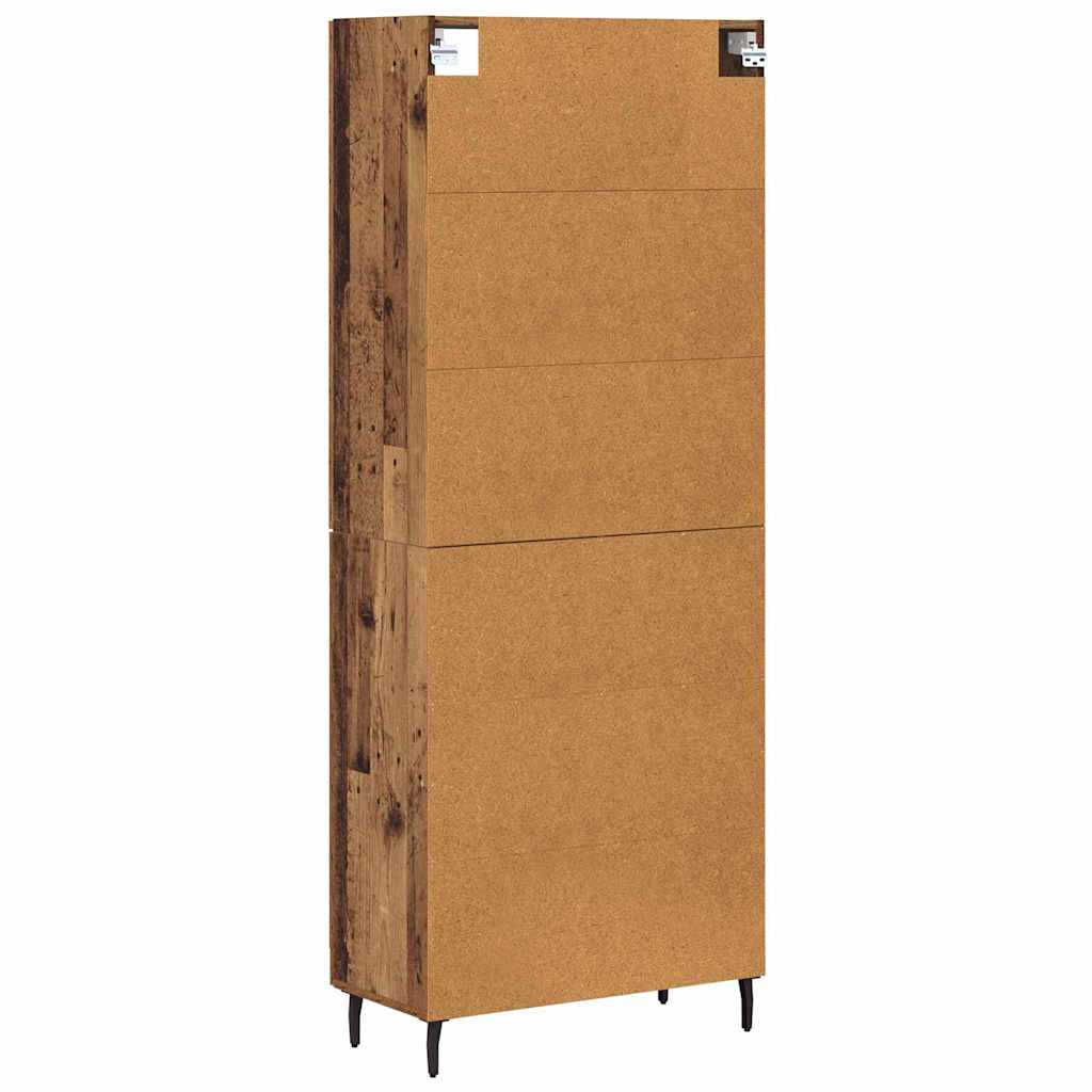 vidaXL Highboard 2 pcs Παλιό ξύλο Σύνθετο Ξύλο και Γυαλί