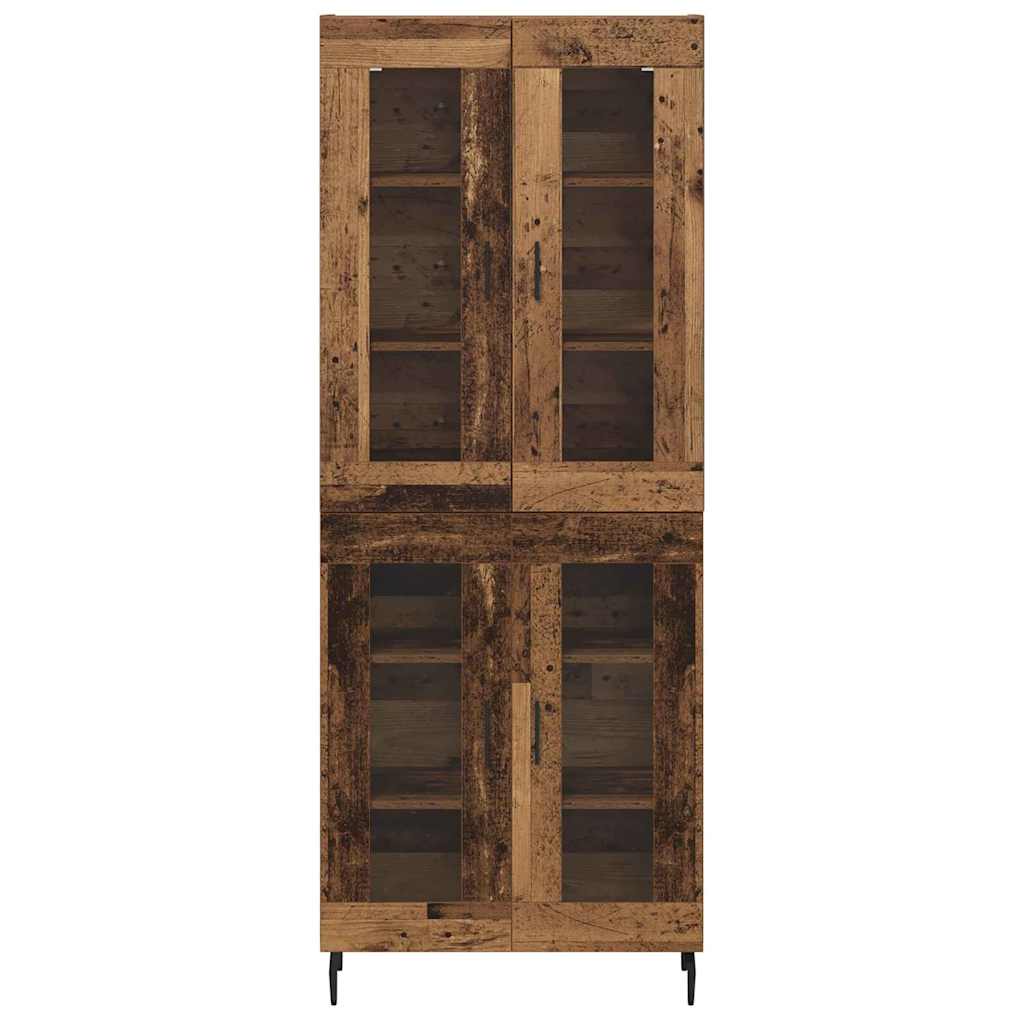 vidaXL Highboard 2 pcs Παλιό ξύλο Σύνθετο Ξύλο και Γυαλί