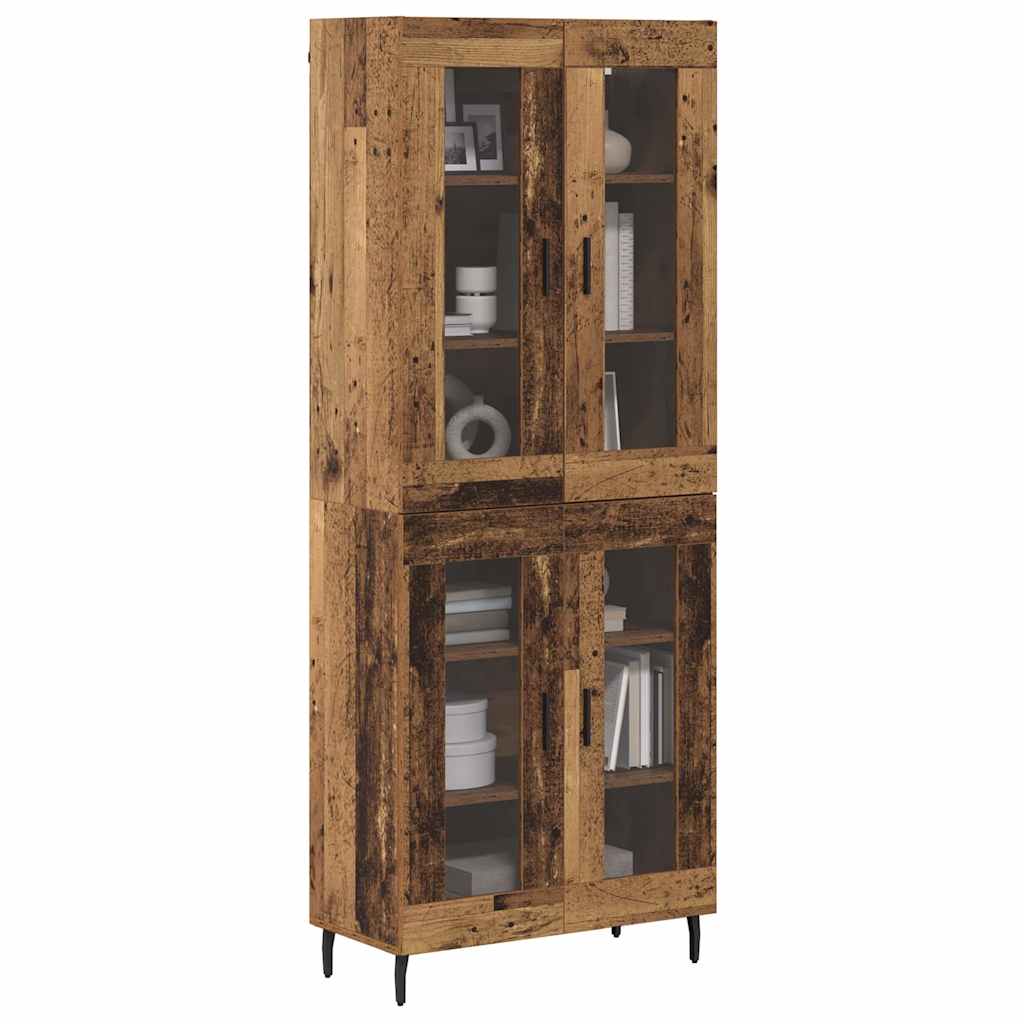 vidaXL Highboard 2 pcs Παλιό ξύλο Σύνθετο Ξύλο και Γυαλί