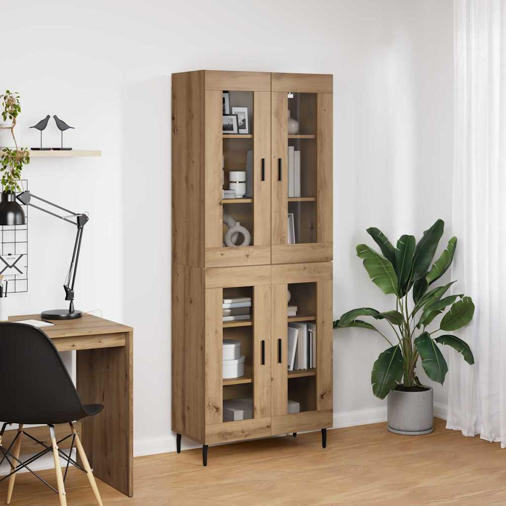 vidaXL Highboard 2 pcs Artisan Oak Σύνθετο Ξύλο και Γυαλί