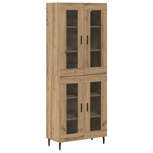 vidaXL Highboard 2 pcs Artisan Oak Σύνθετο Ξύλο και Γυαλί