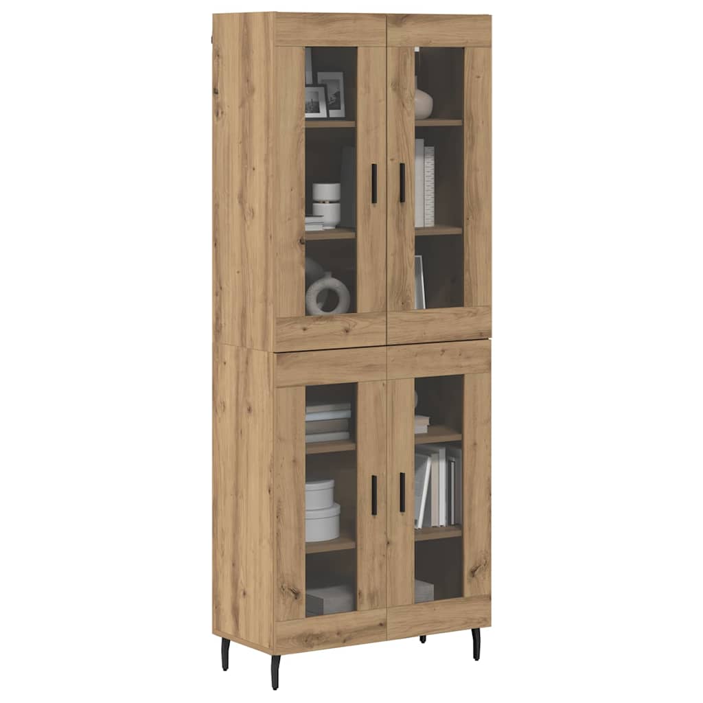 vidaXL Highboard 2 pcs Artisan Oak Σύνθετο Ξύλο και Γυαλί