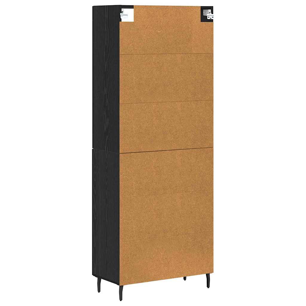 vidaXL Highboard 2 pcs Μαύρη Οξυά Σύνθετο Ξύλο και Γυαλί