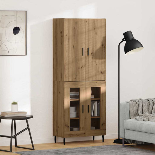vidaXL Highboard 2 pcs Παλιό Ξύλο Σύνθετο Ξύλο και Γυαλί
