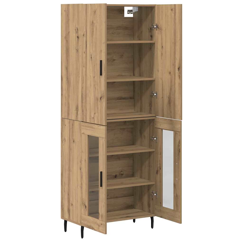 vidaXL Highboard 2 pcs Παλιό Ξύλο Σύνθετο Ξύλο και Γυαλί