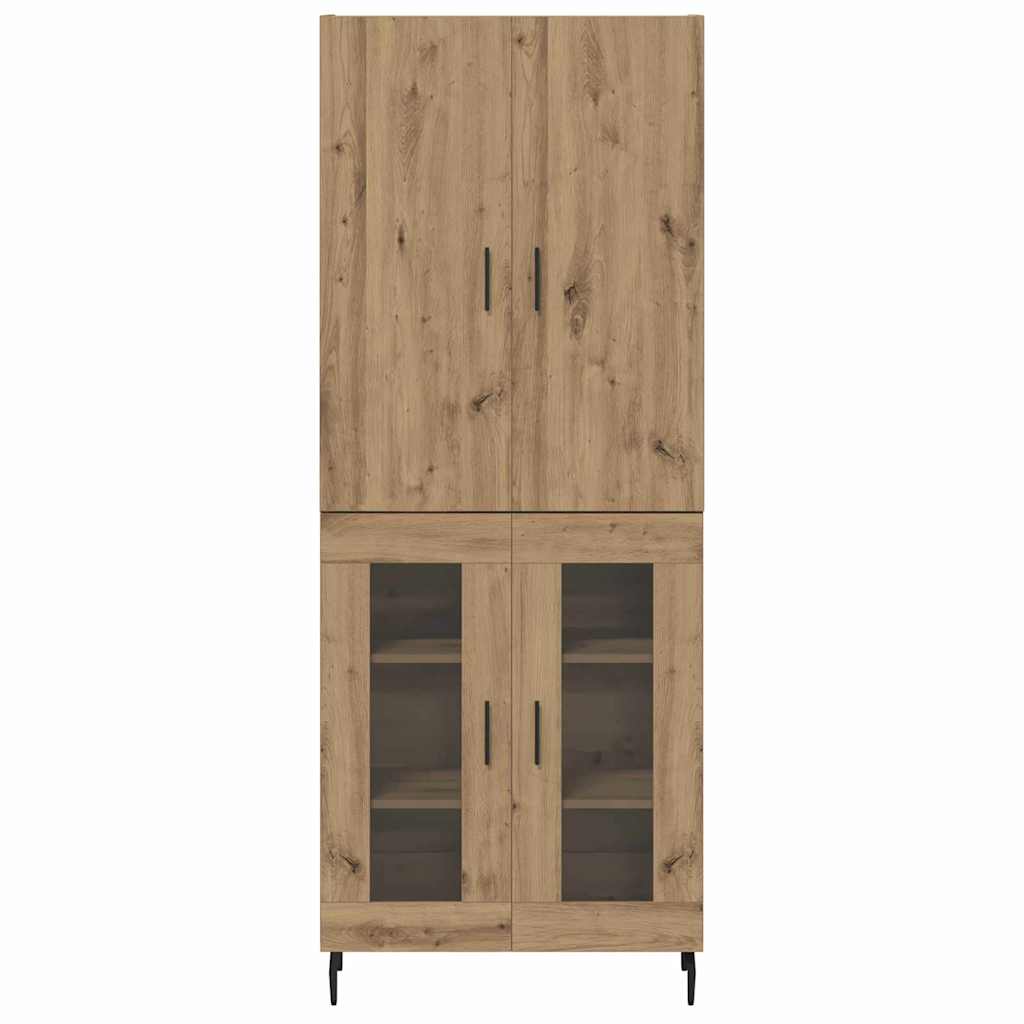 vidaXL Highboard 2 pcs Παλιό Ξύλο Σύνθετο Ξύλο και Γυαλί