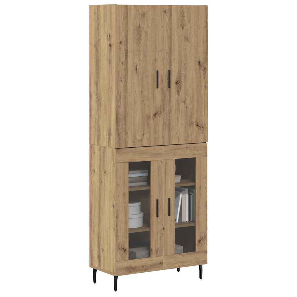 vidaXL Highboard 2 pcs Παλιό Ξύλο Σύνθετο Ξύλο και Γυαλί