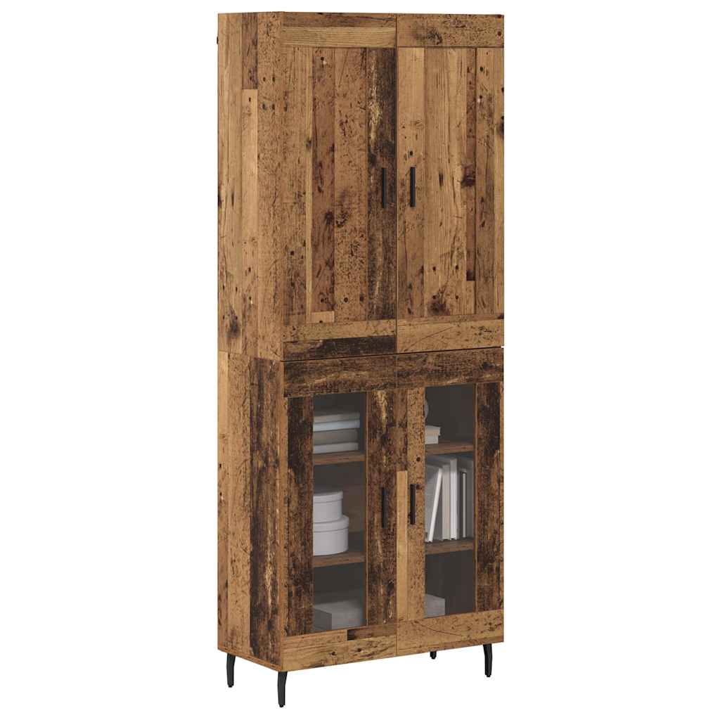 vidaXL Highboard 2 pcs Παλιό Ξύλο Σύνθετο Ξύλο και Γυαλί
