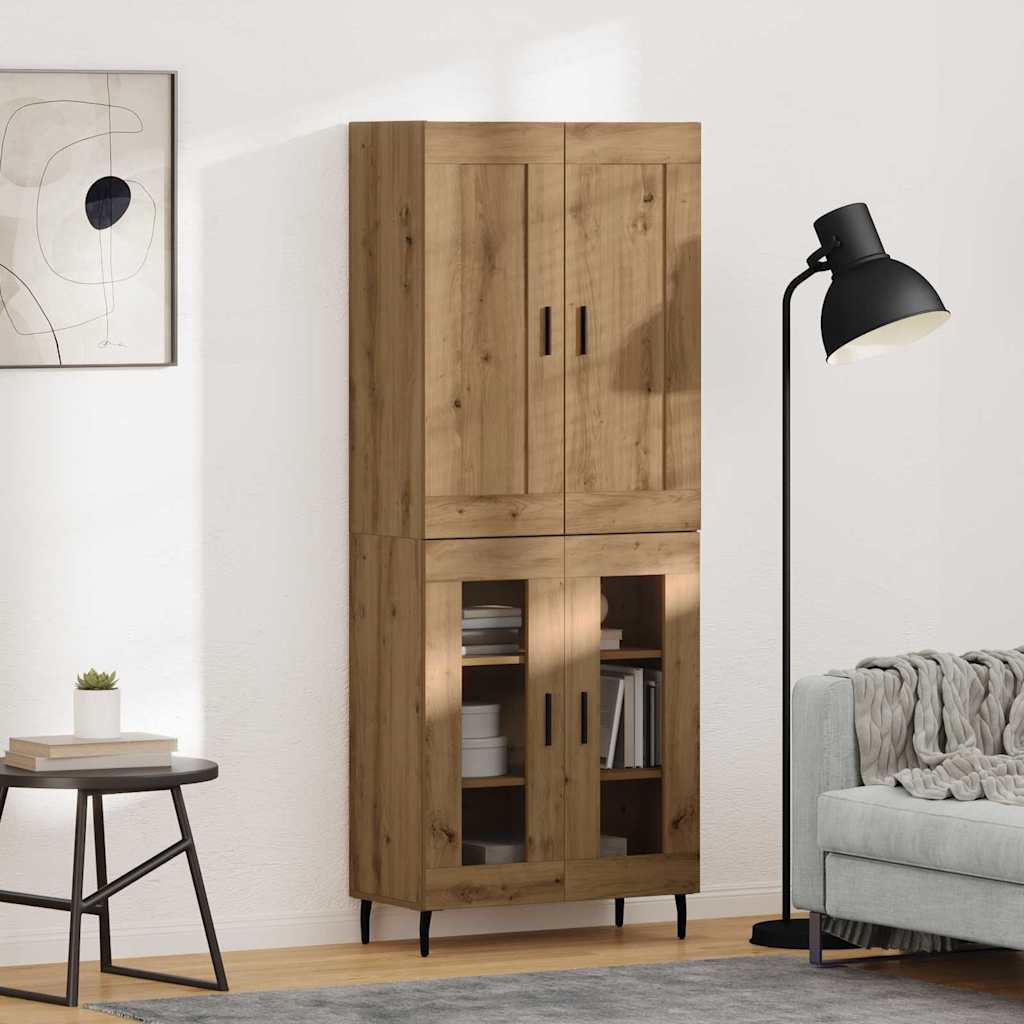 vidaXL Highboard 2 pcs Artisan Oak Σύνθετο Ξύλο και Γυαλί