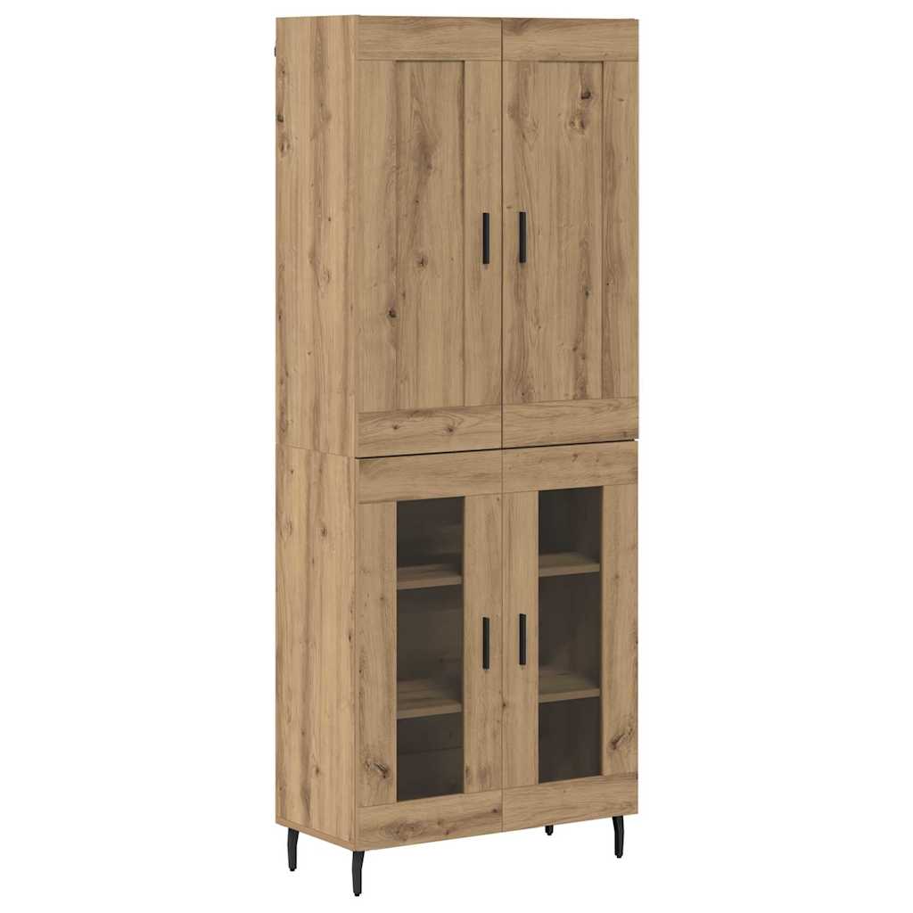 vidaXL Highboard 2 pcs Artisan Oak Σύνθετο Ξύλο και Γυαλί