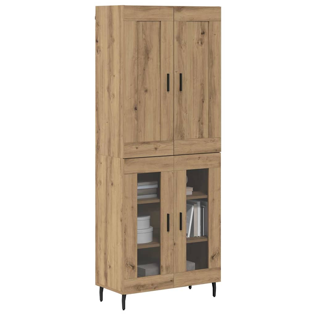 vidaXL Highboard 2 pcs Artisan Oak Σύνθετο Ξύλο και Γυαλί