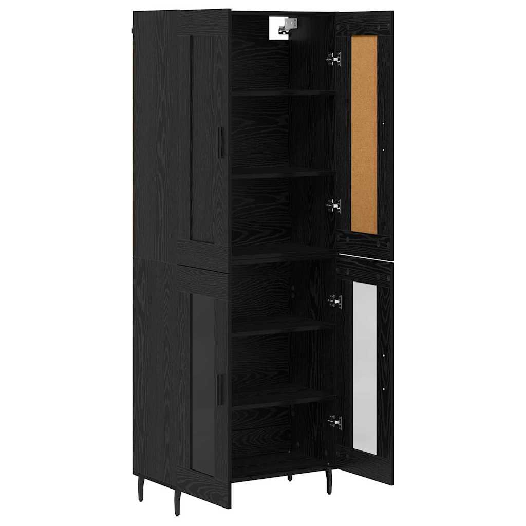 vidaXL Highboard 2 pcs Μαύρη Οξυά Σύνθετο Ξύλο και Γυαλί