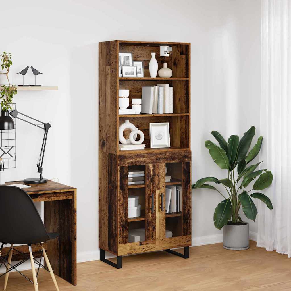 vidaXL Highboard Παλιό ξύλο 69,5 x 34 x 180 εκ. Επεξεργασμένο ξύλο