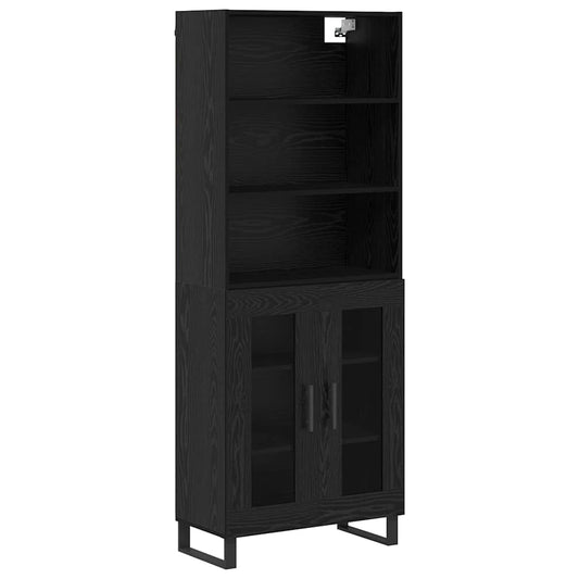 vidaXL Highboard 2 pcs Μαύρη Οξυά Επεξεργασμένο ξύλο