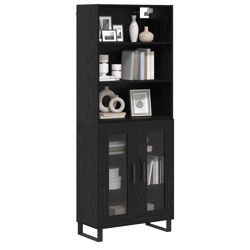 vidaXL Highboard Μαύρη Οξυά 69,5 x 34 x 180 εκ. Επεξεργασμένο ξύλο