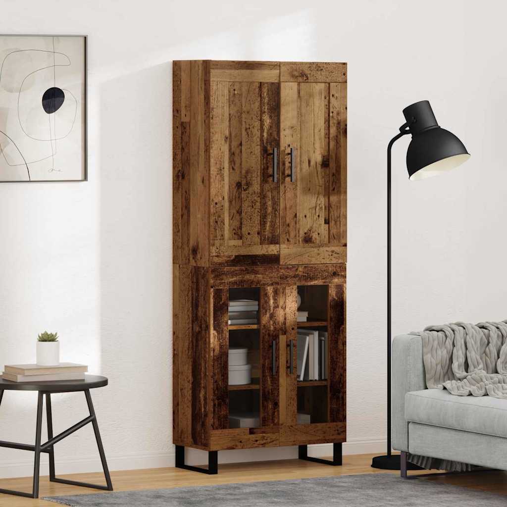 vidaXL Highboard Παλιό ξύλο 69,5 x 34 x 180 εκ. Επεξεργασμένο ξύλο