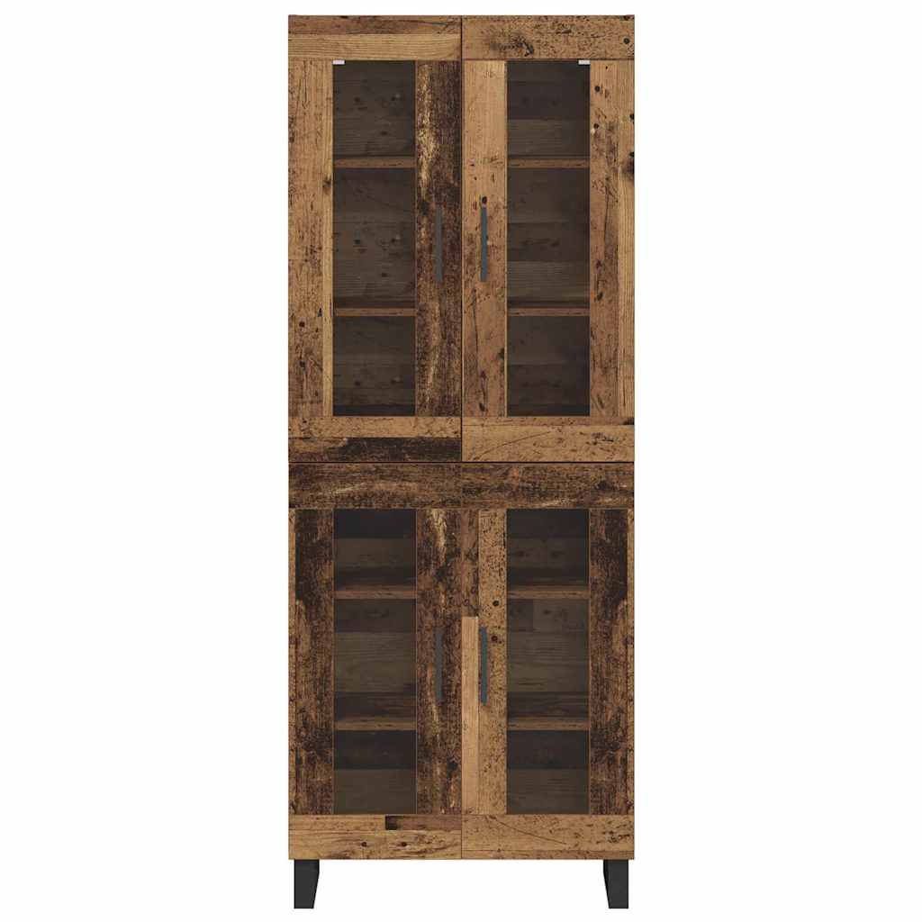 vidaXL Highboard 2 pcs Παλιό Ξύλο Σύνθετο Ξύλο και Γυαλί