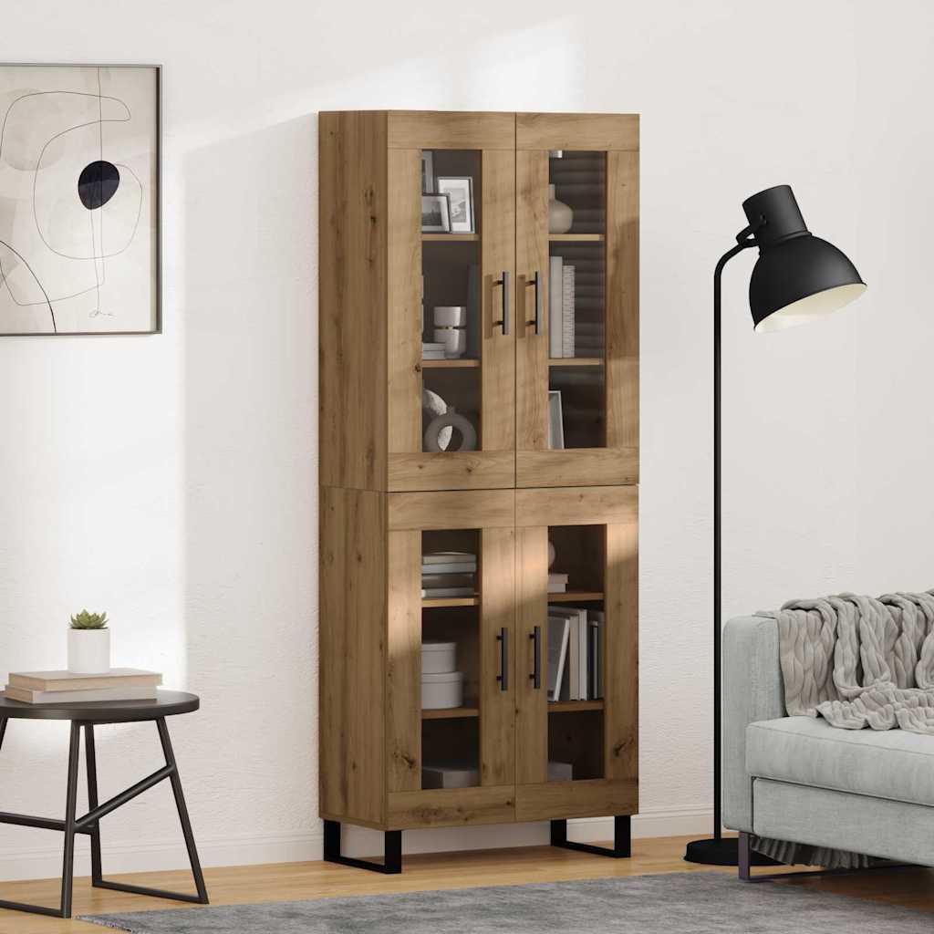 vidaXL Highboard 2 pcs Artisan Oak Σύνθετο Ξύλο και Γυαλί