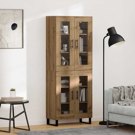 vidaXL Highboard 2 pcs Artisan Oak Σύνθετο Ξύλο και Γυαλί
