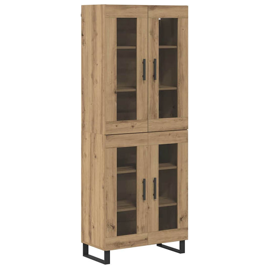 vidaXL Highboard 2 pcs Artisan Oak Σύνθετο Ξύλο και Γυαλί