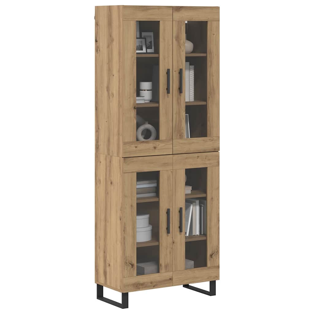 vidaXL Highboard 2 pcs Artisan Oak Σύνθετο Ξύλο και Γυαλί