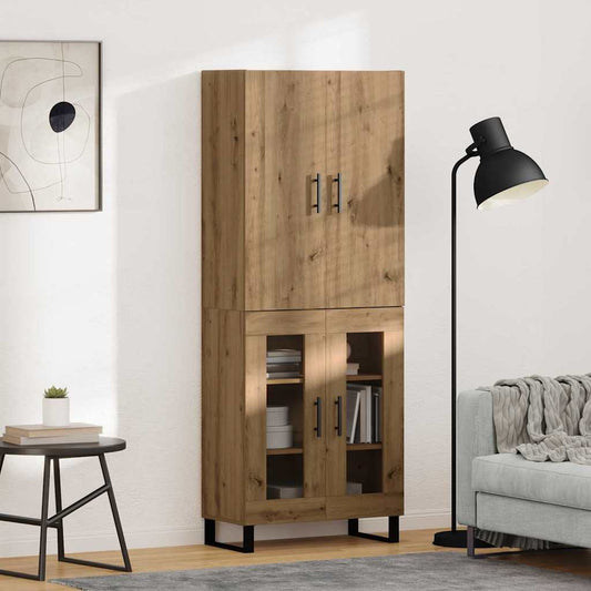 vidaXL Highboard 2 pcs Artisan Oak Σύνθετο Ξύλο και Γυαλί