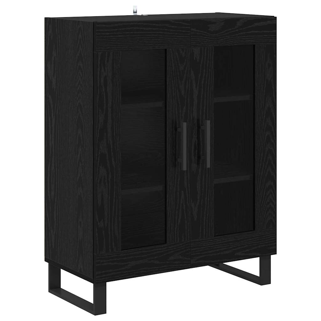 vidaXL Highboard 2 pcs Μαύρη Οξυά Σύνθετο Ξύλο και Γυαλί