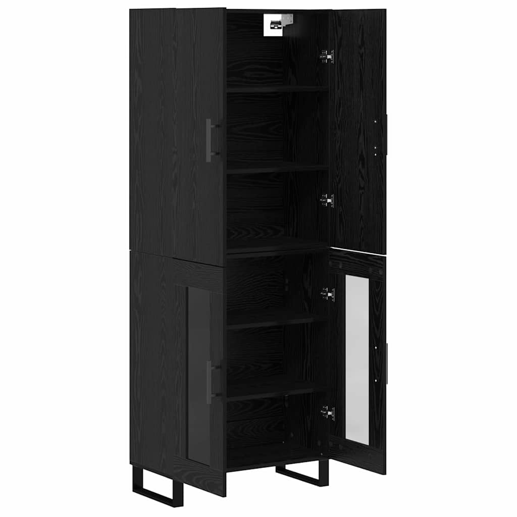 vidaXL Highboard 2 pcs Μαύρη Οξυά Σύνθετο Ξύλο και Γυαλί