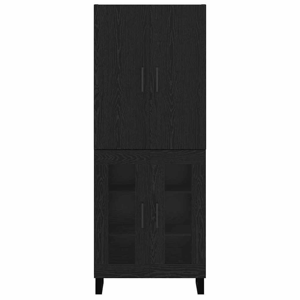 vidaXL Highboard 2 pcs Μαύρη Οξυά Σύνθετο Ξύλο και Γυαλί