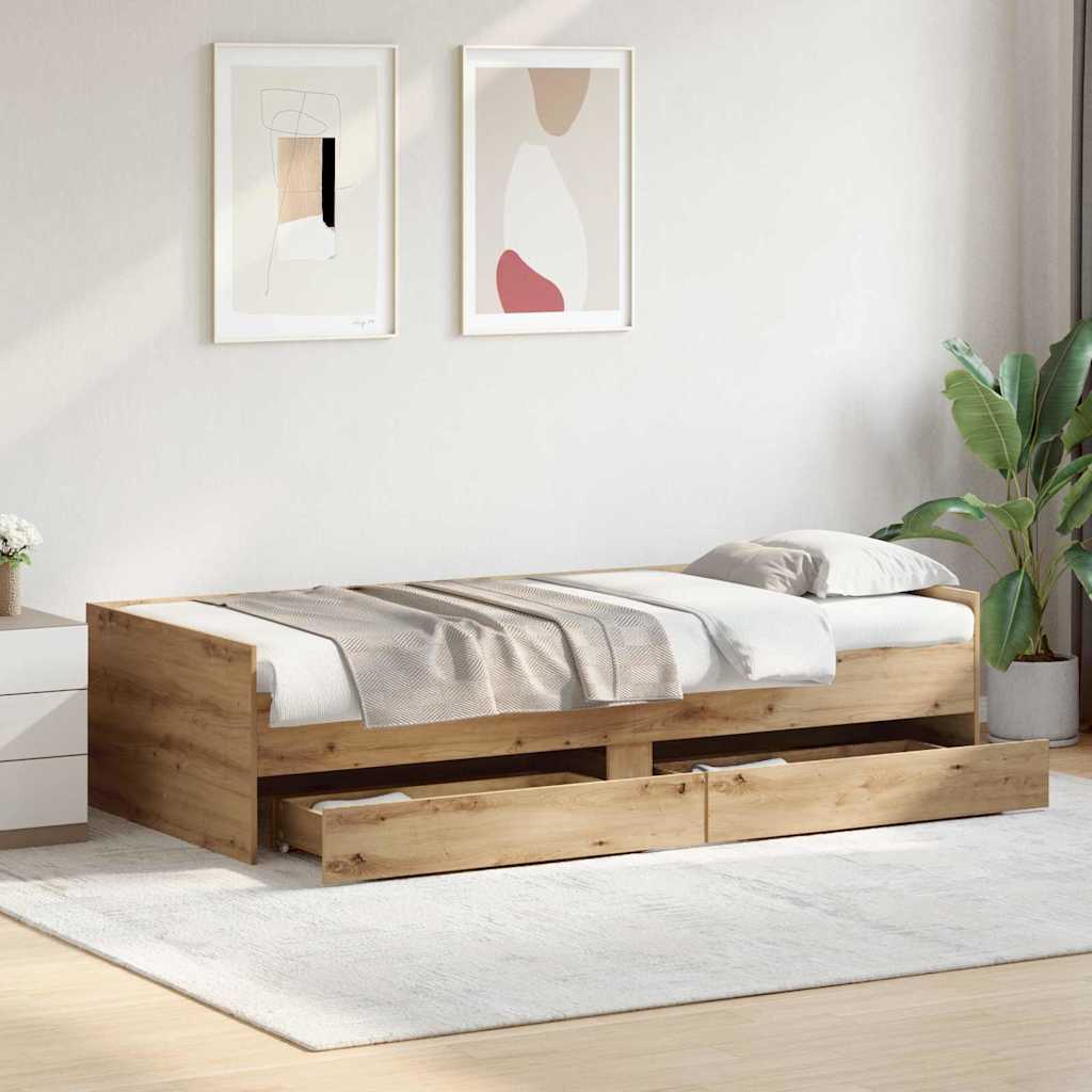 vidaXL Σκελετός Κρεβατιού Artisan Oak 90 x 200 cm Στερεά ξυλεία πεύκου
