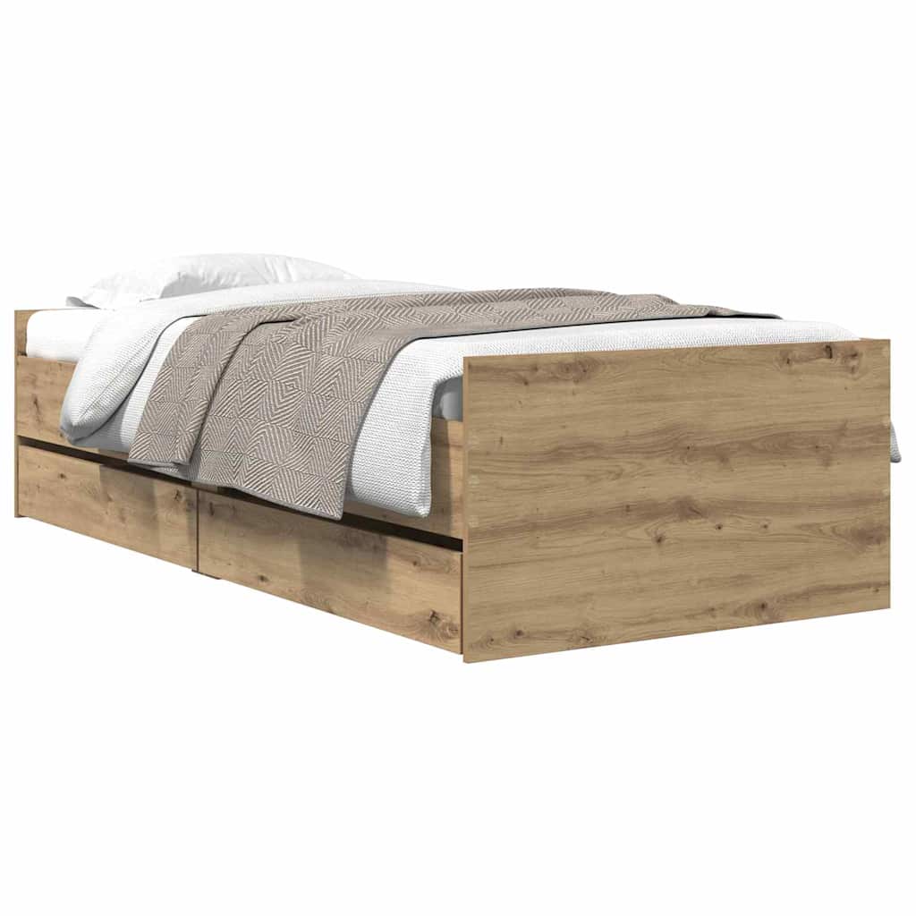 vidaXL Σκελετός Κρεβατιού Artisan Oak 90 x 200 cm Στερεά ξυλεία πεύκου