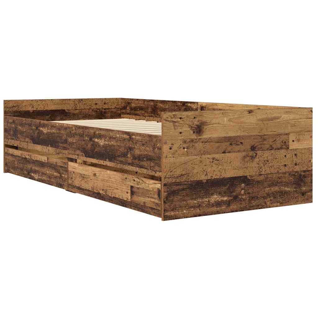 vidaXL Σκελετός Κρεβατιού Παλιό Ξύλο 90 x 190 cm Στερεά ξυλεία πεύκου