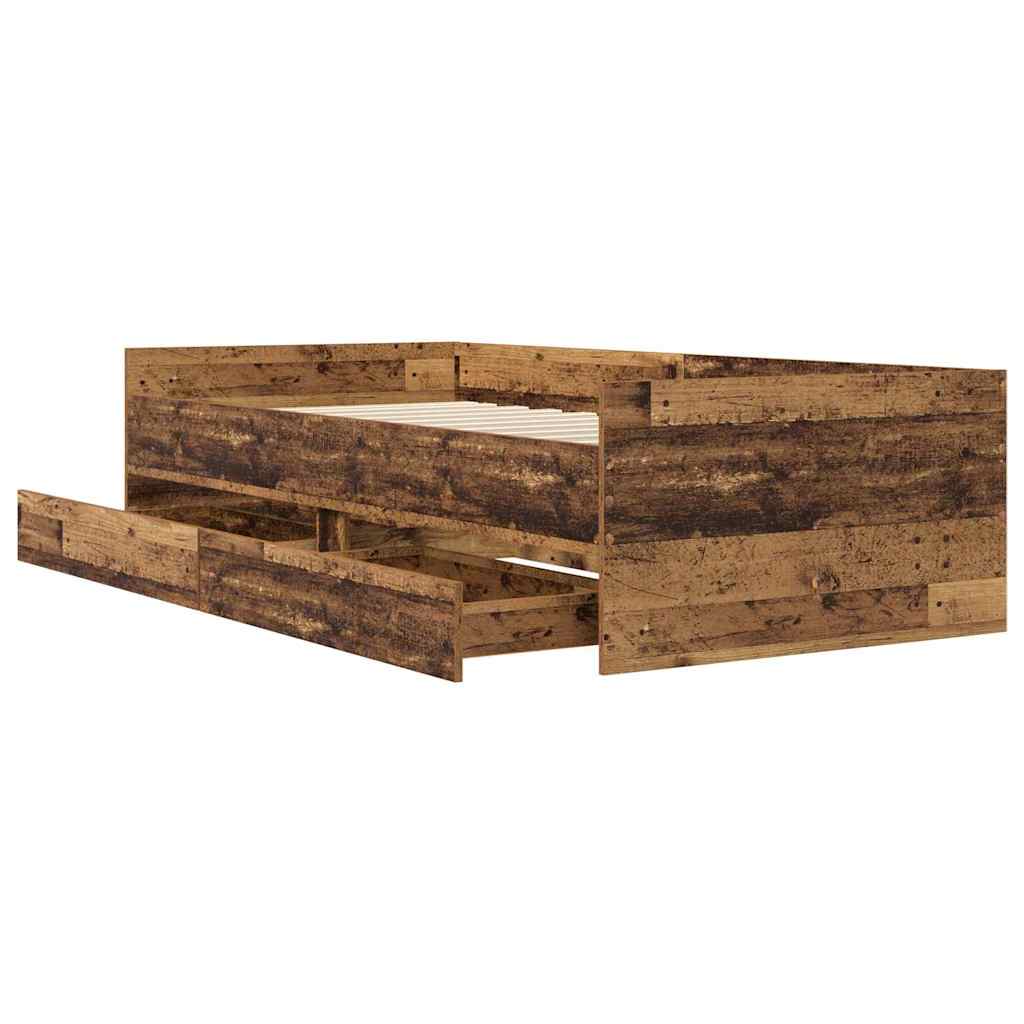 vidaXL Σκελετός Κρεβατιού Παλιό Ξύλο 90 x 190 cm Στερεά ξυλεία πεύκου
